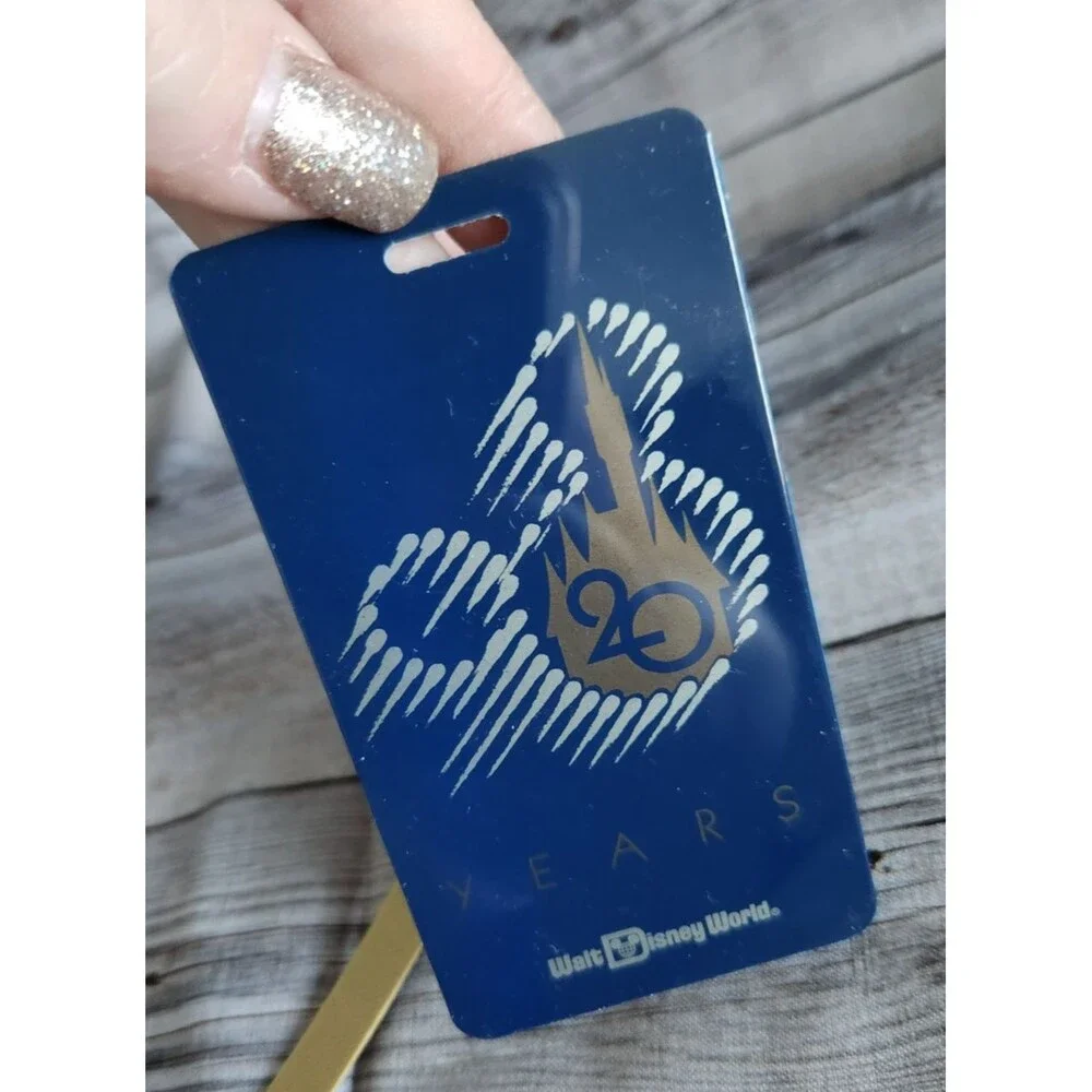 Disney World 20th Anniversary Luggage Tag Mickey Mouse Blue Vintage Style NEW